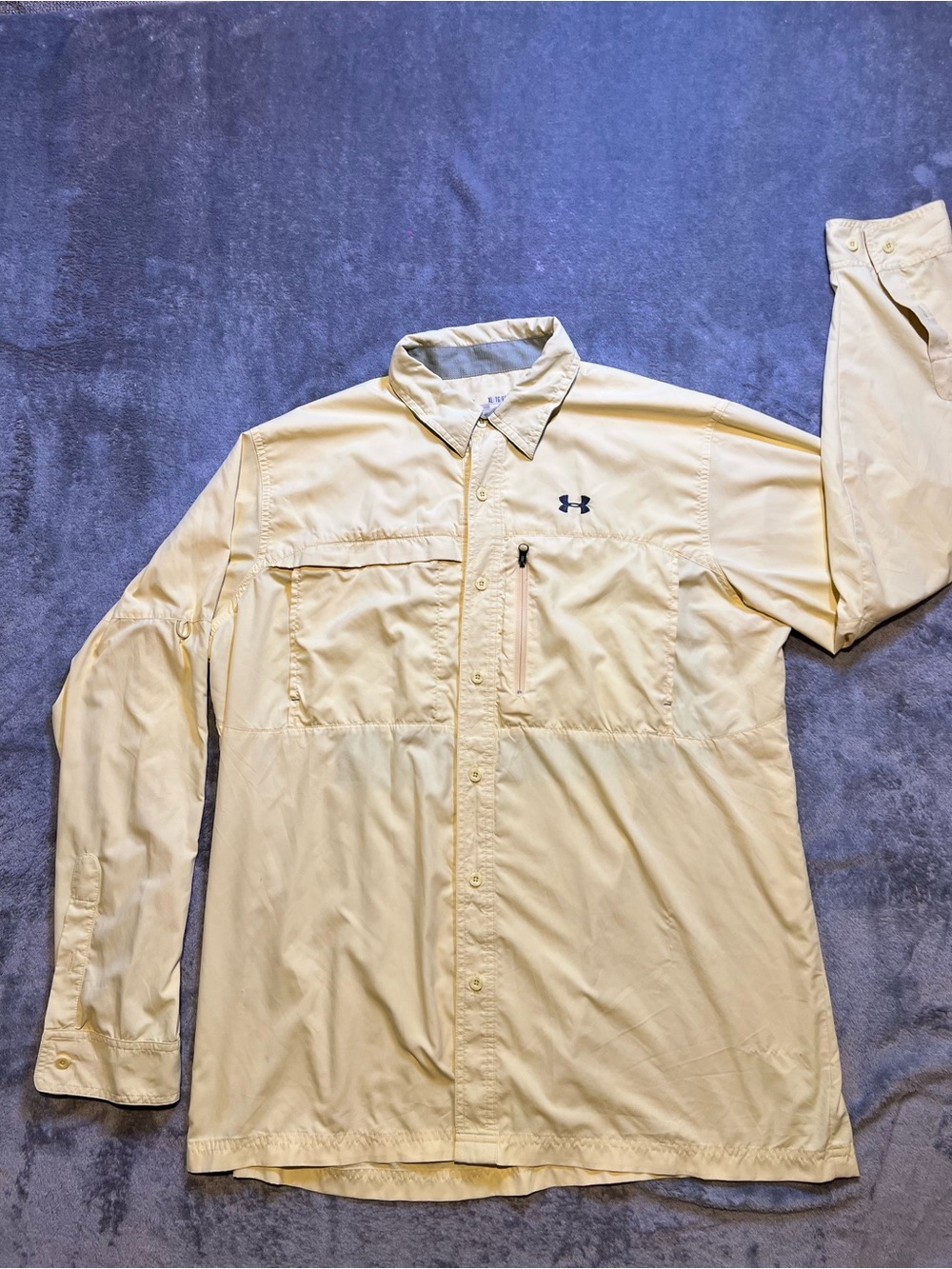 Under Armour Men’s Light Tan Performance Button-Front Shirt Fishing Jacket